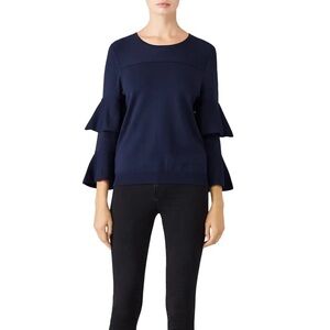 Parker Tiffany Knit Navy Sweater with flutter sleeves medium